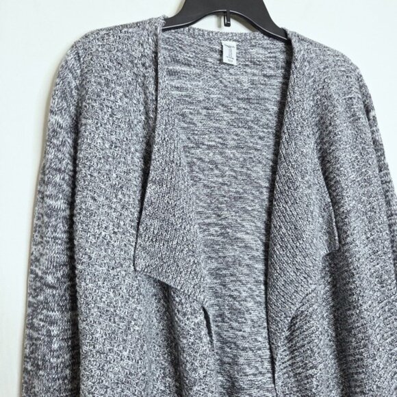 Gap Black White Open Drape Front Knit Cotton Cardigan Sweater Women's Size Small - Picture 2 of 7